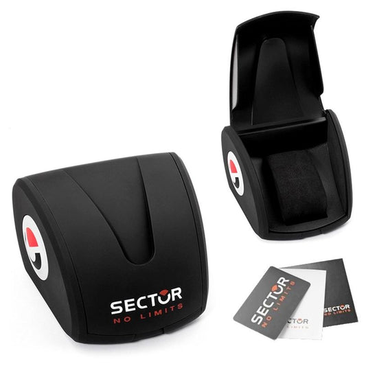 SECTOR Mod. 240 wristwatch packaging with "No Limits" branding and enclosed product booklet.