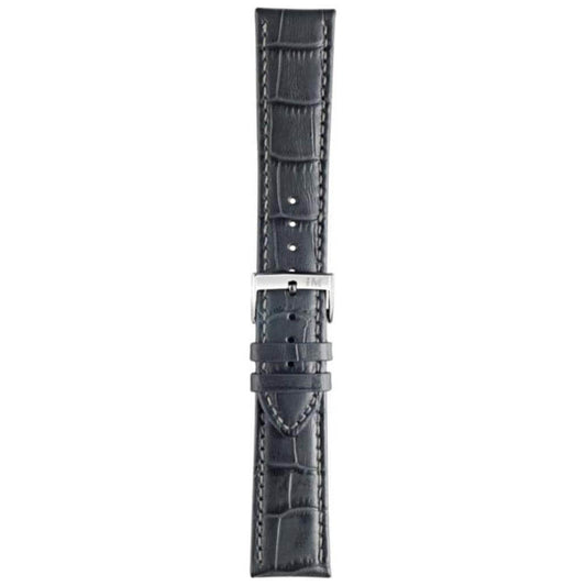 MORELLATO leather watch strap A01X5203480019CR22, Italian-made, black croc embossed, elegant design, silver buckle.