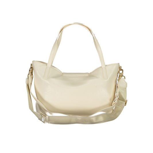 Valentino Bags beige polyethylene women's handbag with dual handles and adjustable strap, chic accessory for women on-the-go.