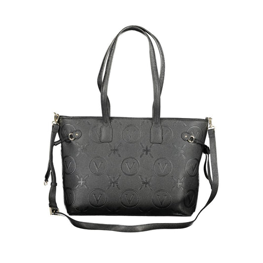 Valentino black handbag with two shoulder handles, adjustable straps, internal pockets, contrast details, zip closure, logo, eco-friendly.