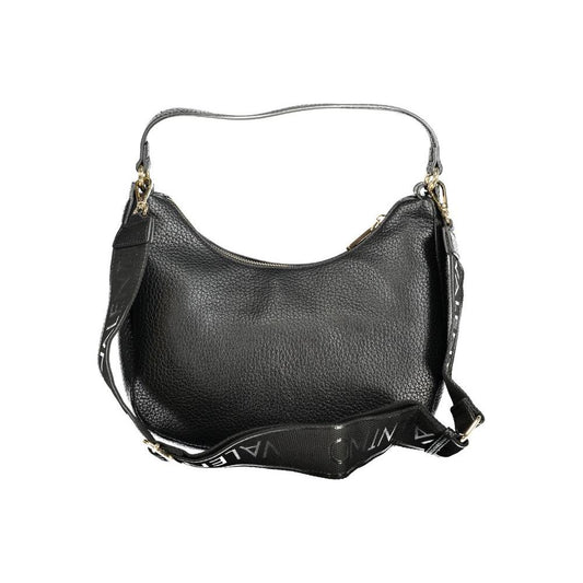 Valentino Bags black polyethylene handbag with adjustable strap and zip closure, featuring chic design and internal pockets.