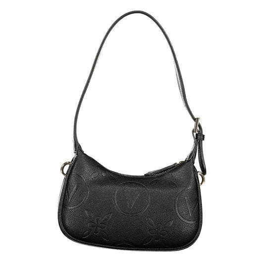 Valentino Bags black polyethylene women's handbag with adjustable shoulder handle and iconic logo.